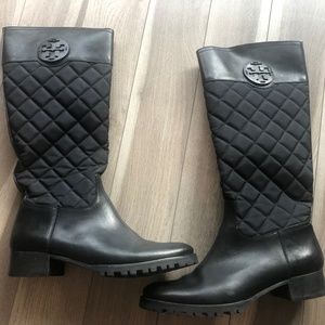 Tory Burch - Black Leather rain boots - 10.5
